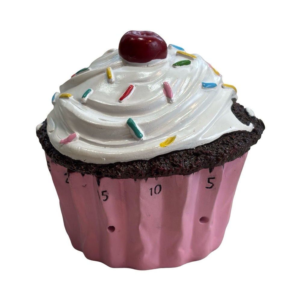 Pink Cupcake Kitchen‎ Timer - Decorative White Frosting Design